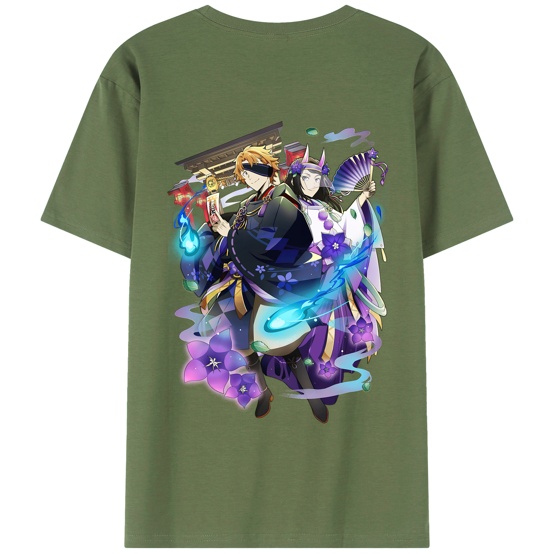 （画像用） 文豪ストレイドッグス Bungo Stray Dogs 綿100％ メンズ半袖Tシャツ（バックプリント） 通気性